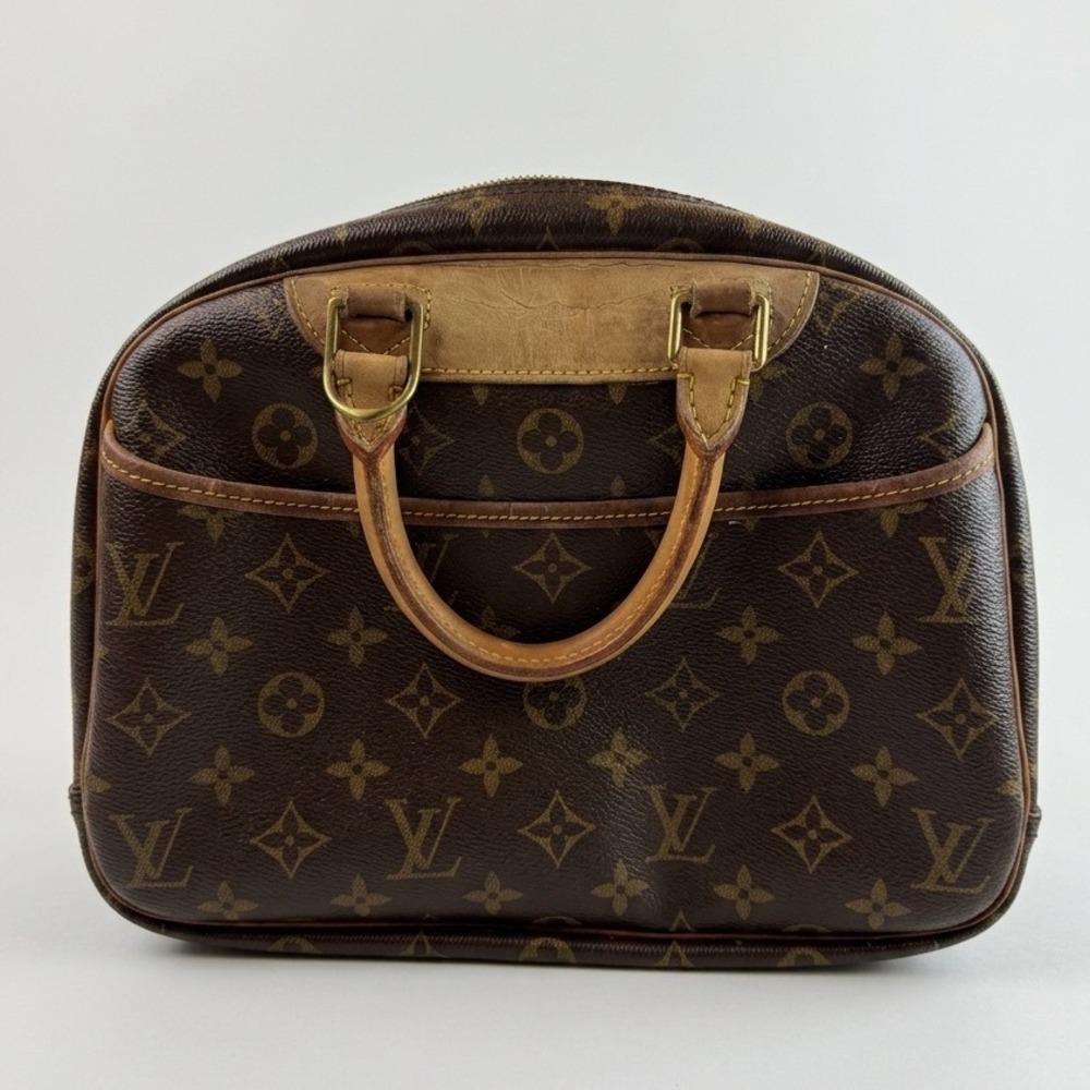 Flawed Gem! Louis Vuitton Trouville Monogram Canvas Handbag M42228 France